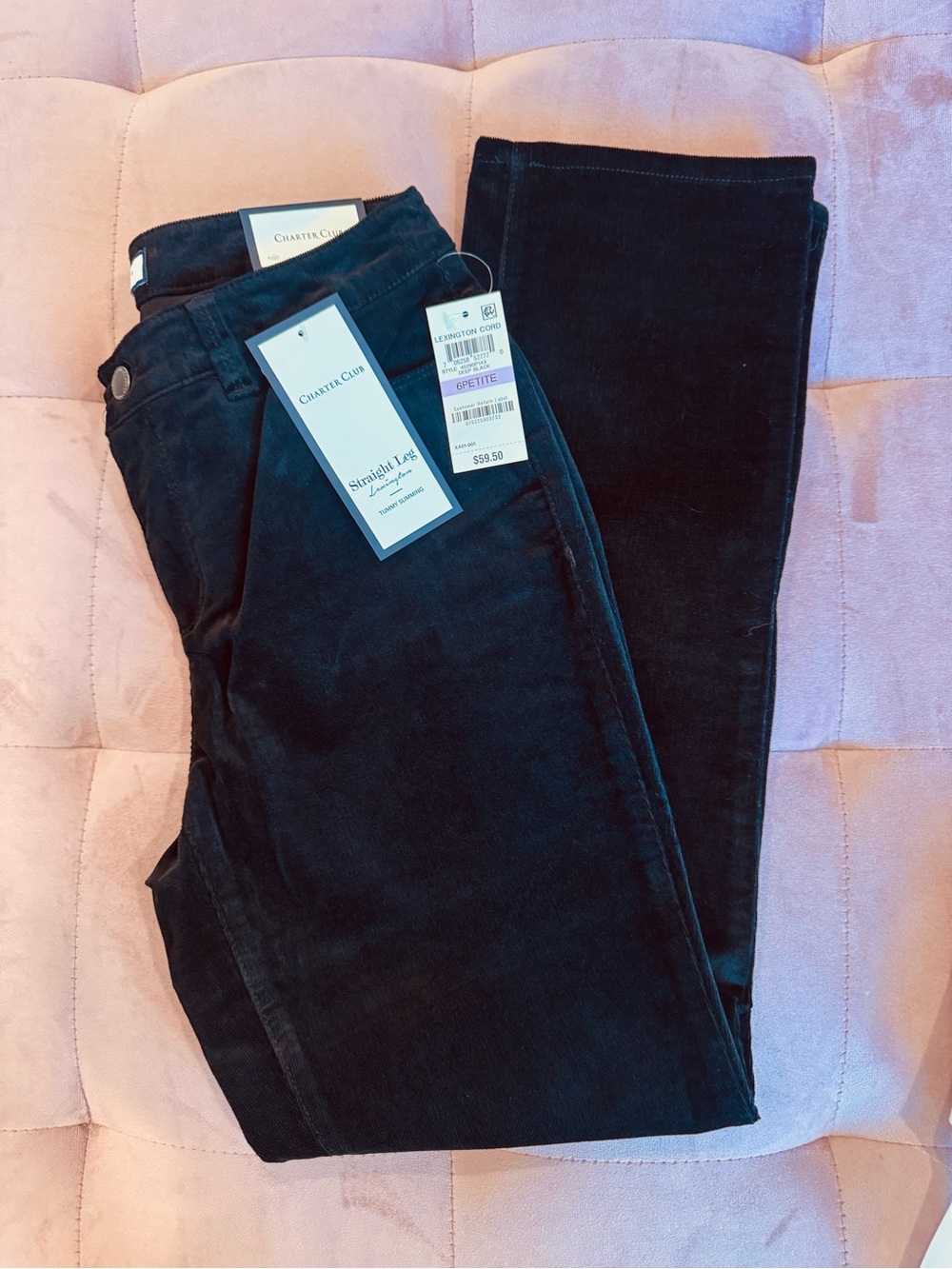 Charter Club Black Straight-Leg Women’s Corduroy